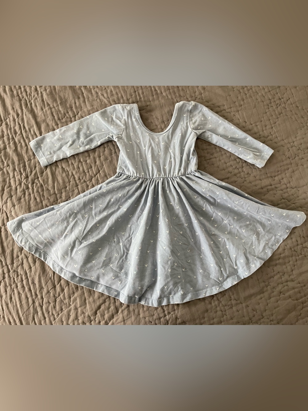 Alice & Ames Light Blue Heart Twirl Ballet Dress Long Sleeves Cotton Blend 3T